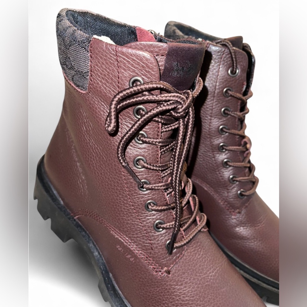Coach Brown Leather Lace-Up Boots - Picture 6 of 7